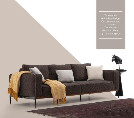 Four Seater Sofa 4 Seater Fabric Sofas Modern Design Living room Gray