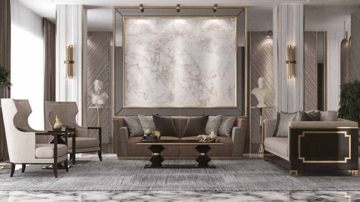 Design Modern Living room Set Sofa set 3+3+1+1 beige Living room furniture set