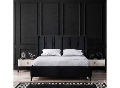 Black -White Bedroom Suite Double bed Bedside tables Upholstered bed