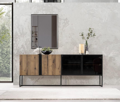 Sideboard Sideboard with Mirror Group Chest of drawers Wood Brown Dining room