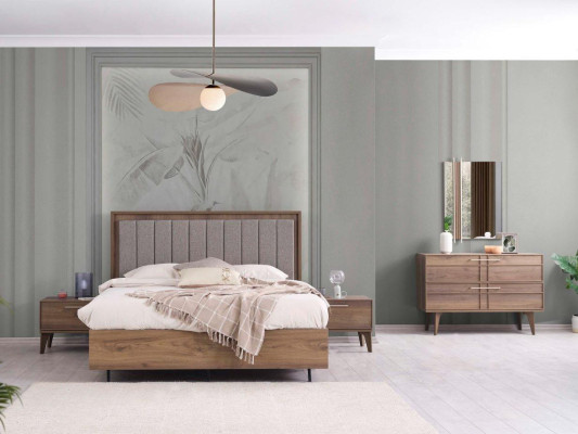 Suite Complete e Double bed Wood 5tlg Bedroom Brown Bed Modern