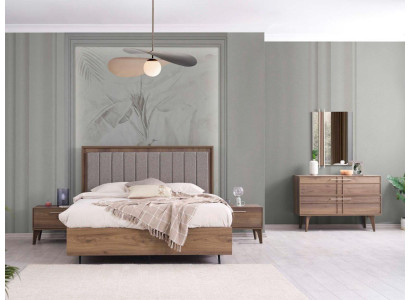 Suite Complete e Double bed Wood 5tlg Bedroom Brown Bed Modern