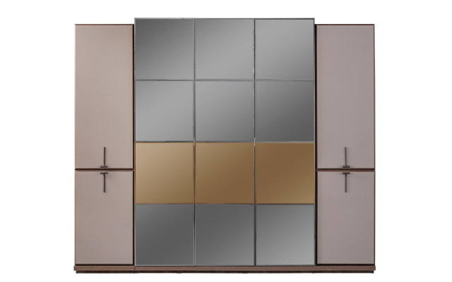Wardrobe wardrobe design wooden cabinet with mirror gray