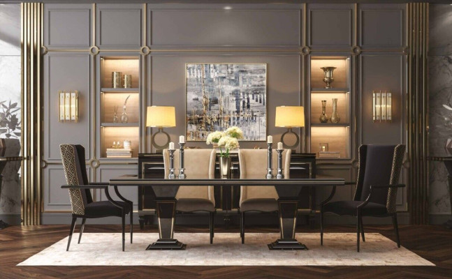 Dining room set 7 pieces. Dining table +6x Chairs Designer Wood Chair Suite Furniture new
