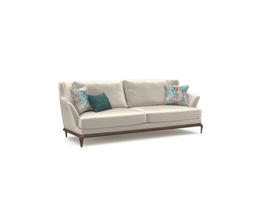 Modern Complete 2x Three Seater Sofa White Textile Living room Design Sofas Couch