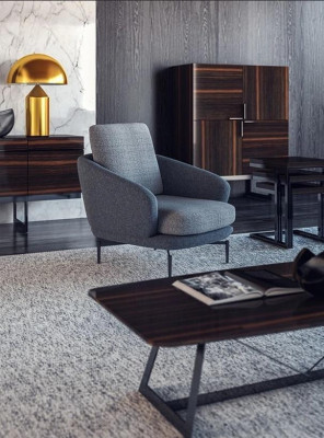 Gray Armchair Luxury Upholstered furniture Living room Design Textile Upholstered Armchair new