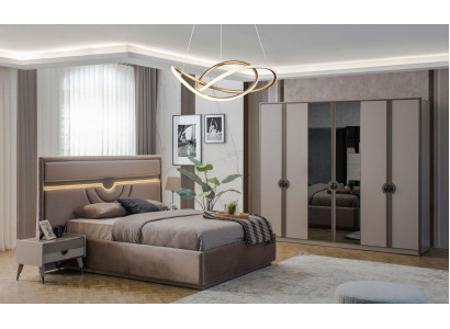 Double bed Complete e Bedroom furniture Bed Bedside tables Beige 4 pieces
