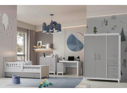 Children's room ensemble: Chest of drawers, Wardrobe, Bed & Desk
