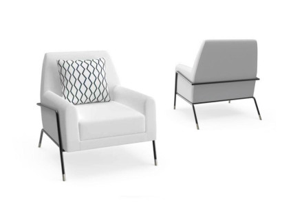 Designer Armchair Living room Furniture Furnishings White Textile TV Chair Lounge