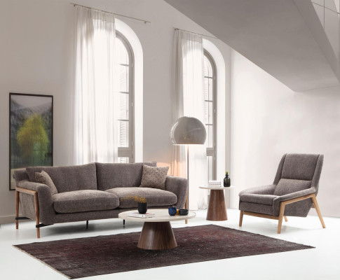 Four Seater Sofa 4 Seater Fabric Sofas Modern Design Living room Gray