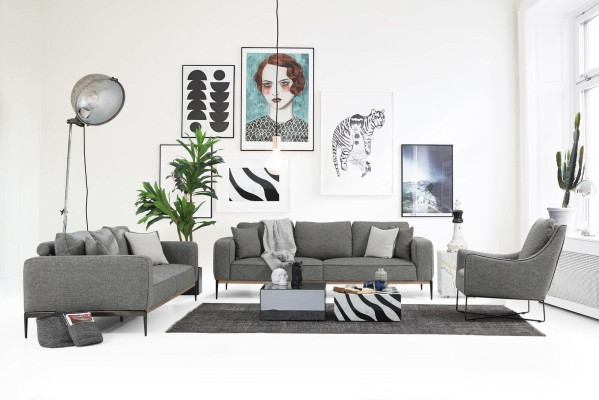 Sofa set 431 Seater Sofa Modern Fabric Set Gray Group Living room