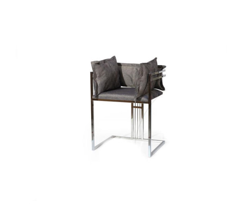 Gray Stainless Steel Chair Modern Upholstered Chair Dining room Chairs Bar Chair