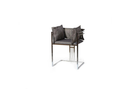 Gray Stainless Steel Chair Modern Upholstered Chair Dining room Chairs Bar Chair
