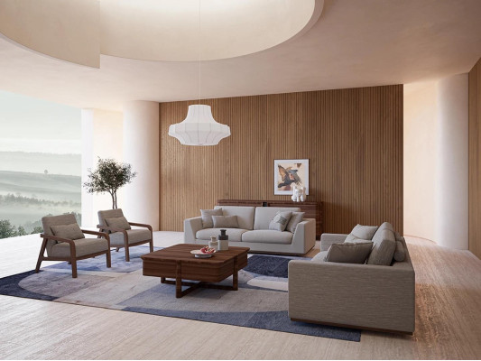 Design Sofa Set 3-piece Two-seater Sofa Couch Upholstered furniture 2x Armchair Living room