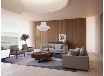 Design Sofa Set 3-piece Two-seater Sofa Couch Upholstered furniture 2x Armchair Living room