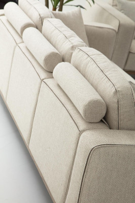 Sofa Four Seater 4 Seater Fabric Sofas Modern Design Living room Beige