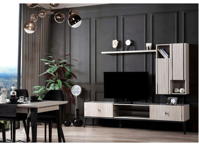 Stylish living room wall cabinet designer white lowboard hanging shelf