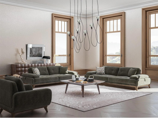 Upholstered furniture 4-piece sofa set sofa two-seater with three-seater luxury coffee table