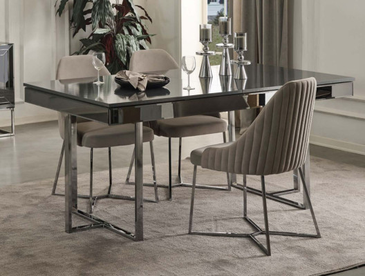Modern Dining room Furniture Gray Dining table 4x exclusive upholstered chairs 5 pieces