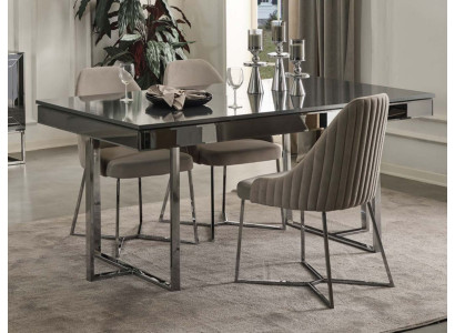 Modern Dining room Furniture Gray Dining table 4x exclusive upholstered chairs 5 pieces