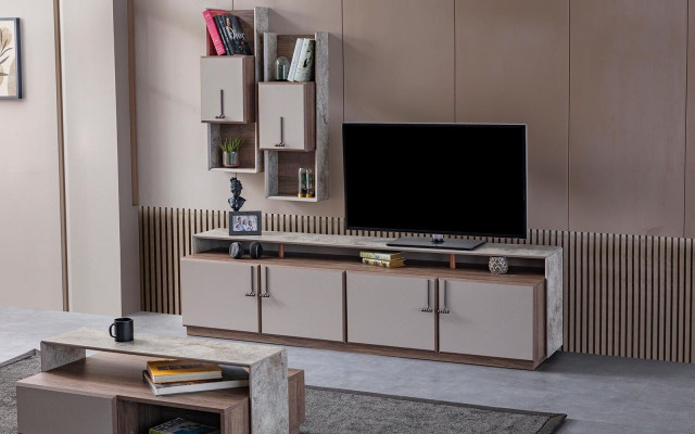 TV stand wall cabinets sideboard TV cabinet lowboard gray living room wood