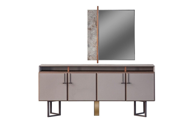 Suite Sideboard with Mirror Sideboard Wardrobe Wood Chest of drawers Gray
