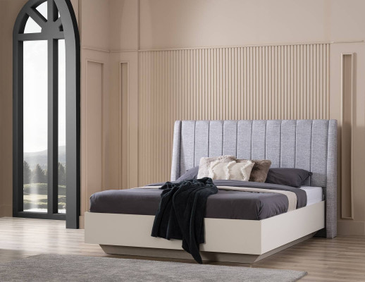 Double bed Bedroom Suite Bed Wood Set 3-piece White Bedside tables