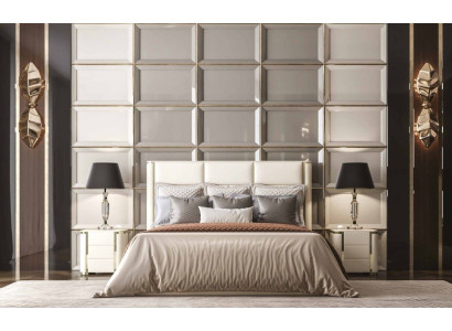 Luxury Bedroom Set Designer Bed 2x Bedside table Wood Complete new
