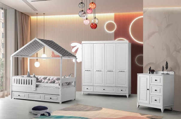 Modern Complete Youth Room Luxury Childrens Room Set 3pcs White Color new удаление
