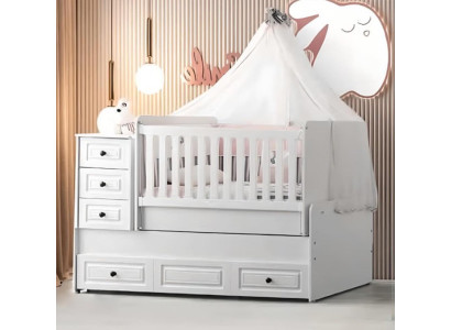 Luxurious white baby bed Stylish wooden bed for the children's room new