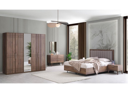 Complete e bedroom furniture Double bed Wood 6-piece Bedroom Brown
