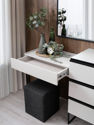Dressing table, dressing table, console table, chest of drawers, mirror set, 3 pieces, white