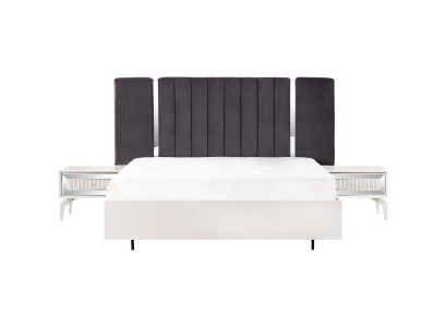 Double bed Granitur Bedroom White bed frame set 3-piece bedside tables