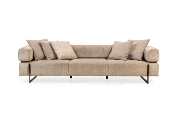 Beige four-seater designer fabric sofa upholstered sofas living room couches