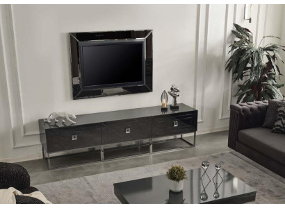 Stylish Gray Lowboard Designer TV Cabinet Wood TV Wardrobe Modern Furniture