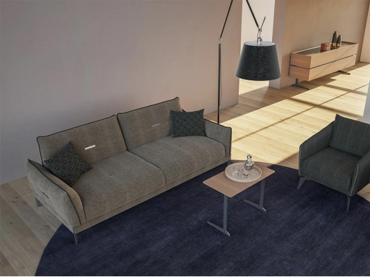 Design Gray Sofa Three Seater Modern 2x Armchair Upholstered furniture Luxury Coffee table