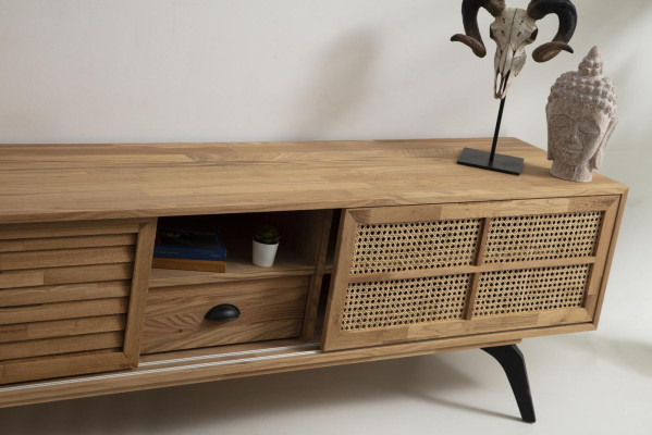 TV Stand TV-cabinet Lowboard Coffee table Brown Wood Modern Living room Set