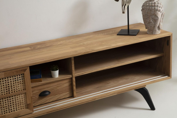 TV Stand TV-cabinet Lowboard Coffee table Brown Wood Modern Living room Set
