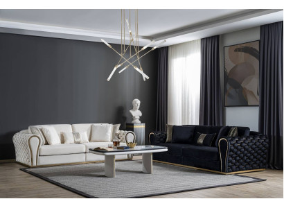 Black White Sofa set 3+3 Designer Seater Luxury Upholstery 2x Sofas