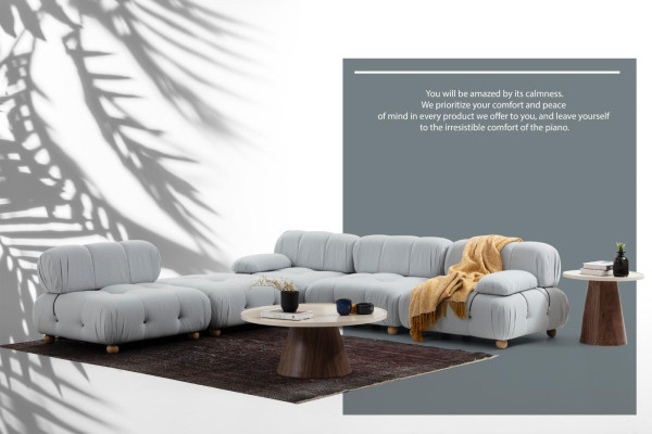 Corner sofa Sofa Fabric Living room Sofas Corner Gray Modern Polyester Design