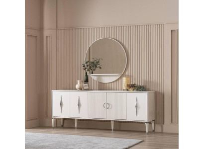 Sideboard Sideboard with Mirror Group Chest of drawers Wood White Dining room