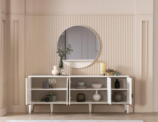 Sideboard Sideboard with Mirror Group Chest of drawers Wood White Dining room