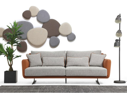 Three Seater Sofa 3 Seater Fabric Orange Modern Design Living room Gray