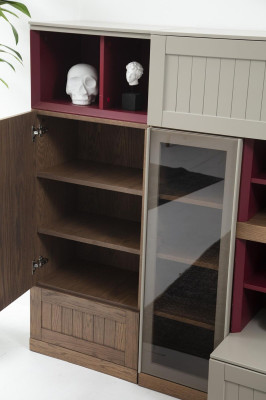 Wall unit TV stand TV cabinet Lowboard Display case Wood Modern Brown Living room