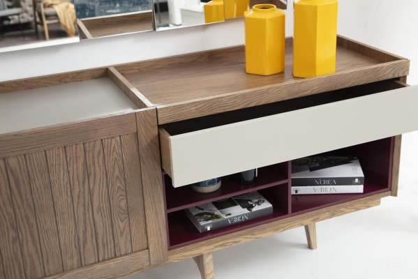 Wall unit TV stand TV cabinet Lowboard Display case Wood Modern Brown Living room
