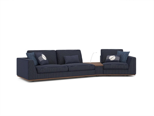 Blue Sofa set Set Three Seater Sofas Living room Armchair Modern Design Textile