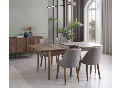 Modern Complete e Dining set Dining room Dining table Set 7-piece Dining room Brown Wood