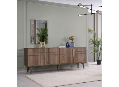 Suite Sideboard with Mirror Chest of drawers Wood Brown Dining room