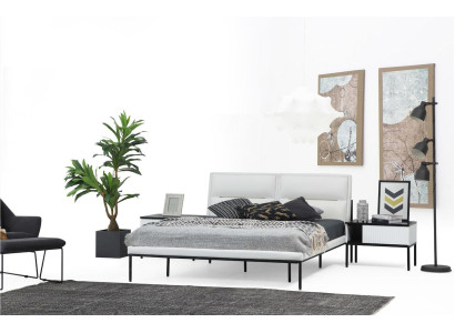 Suite Bedroom Double bed Bed Bedside tables White Set 3pcs Modern
