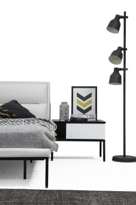 Suite Bedroom Double bed Bed Bedside tables White Set 3pcs Modern
